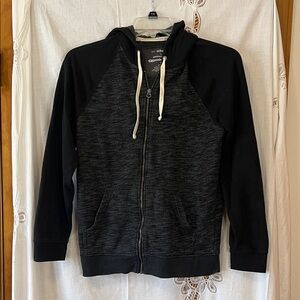Men's Black Zip-Up Hooded Sweater - Athletic Style